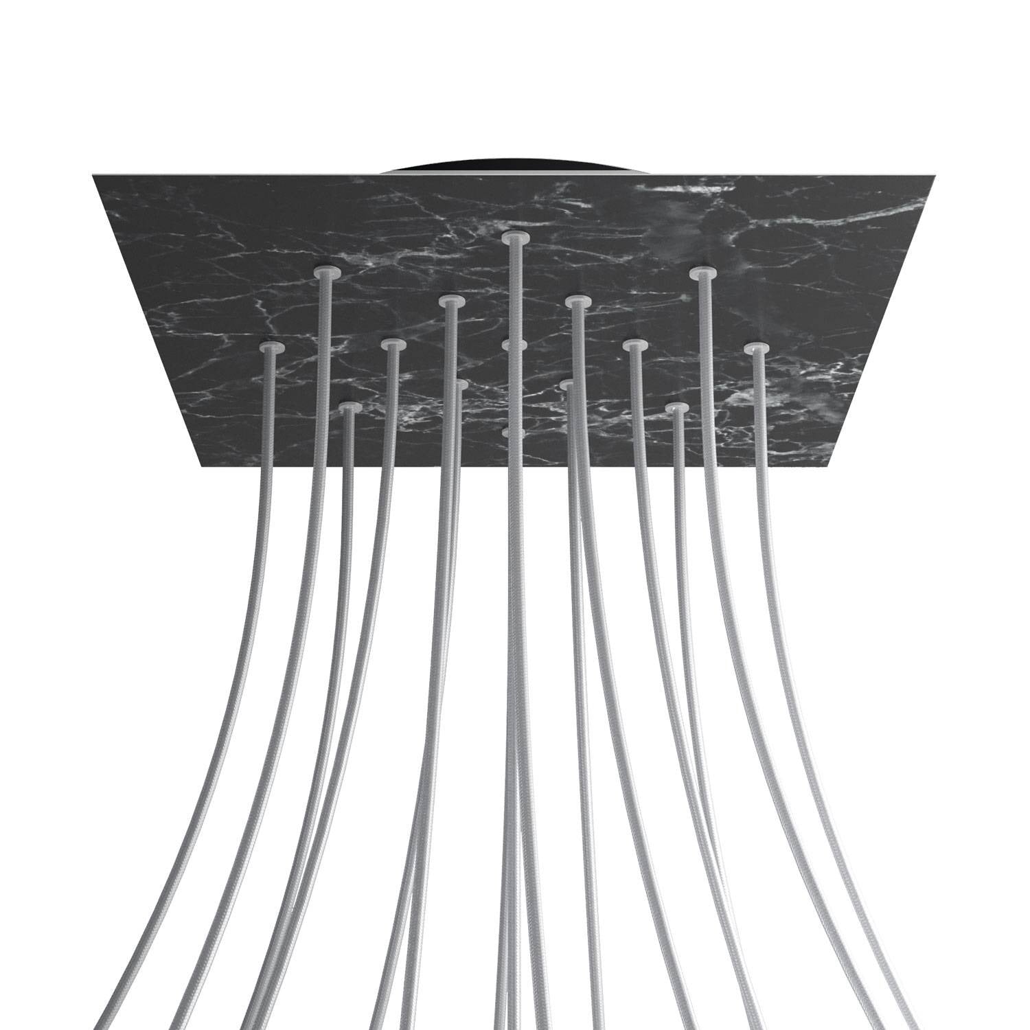 Rosone XXL Rose-One quadrato, 400 mm con 15 fori e 4 fori laterali - Marmo Marquina Nero