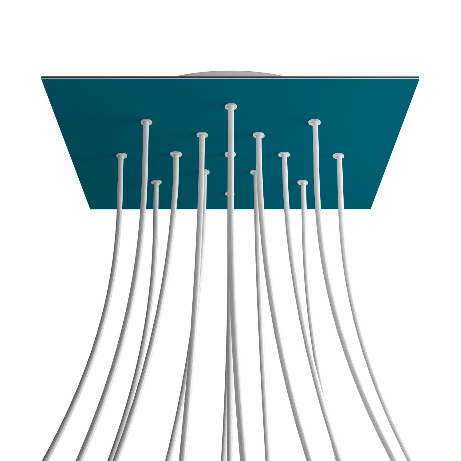 Rosone XXL Rose - One quadrato, 400 mm con 15 fori e 4 fori laterali - Petrolio - Creative Cables