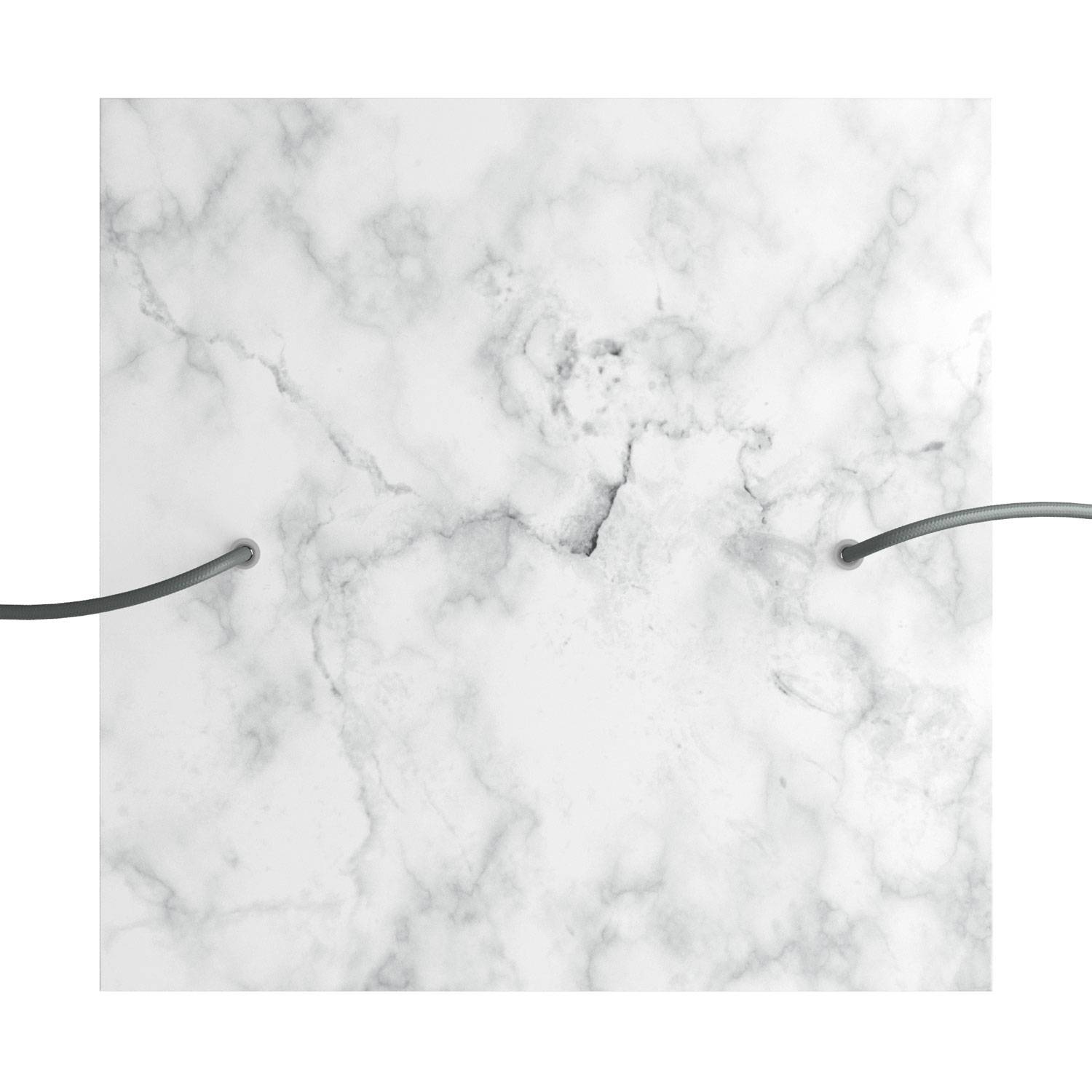Rosone XXL Rose - One quadrato, 400 mm con 2 fori e 4 fori laterali - Marmo Carrara - Creative Cables