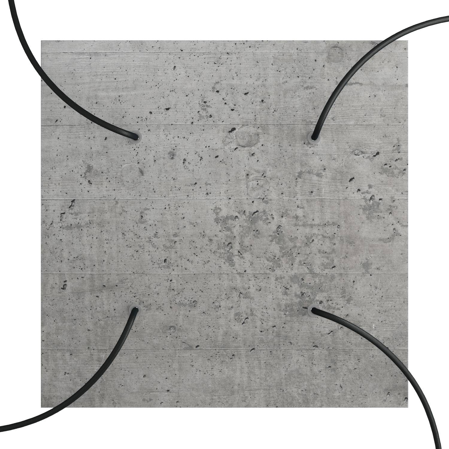 Rosone XXL Rose - One quadrato, 400 mm con 4 fori e 4 fori laterali - Cemento - Creative Cables