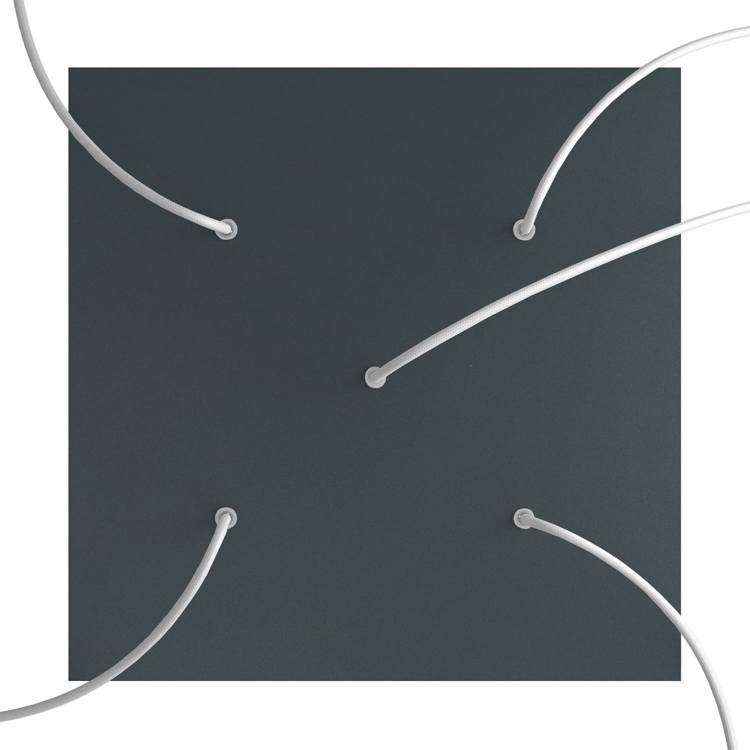 Rosone XXL Rose - One quadrato, 400 mm con 5 fori e 4 fori laterali - Antracite - Creative Cables