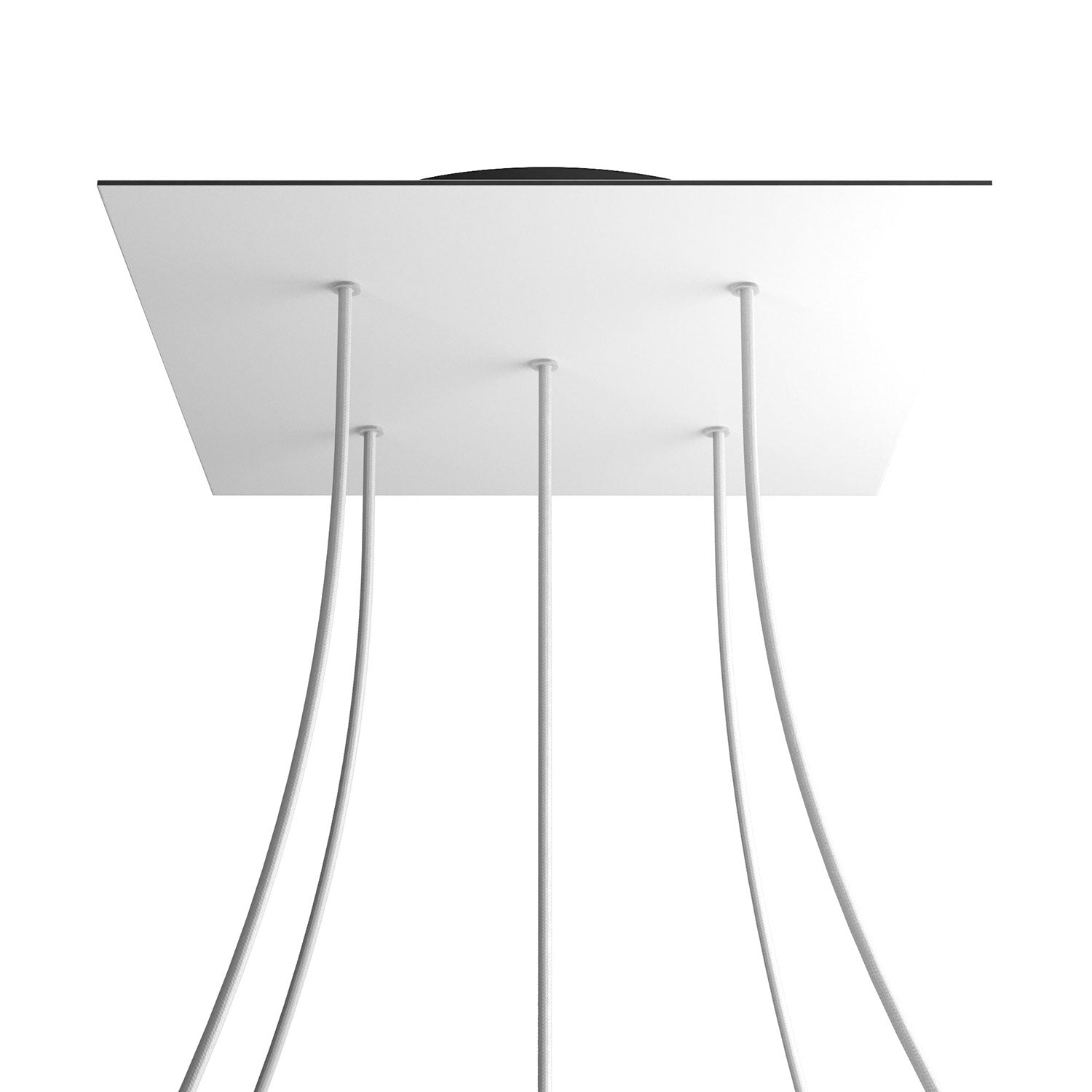 Rosone XXL Rose-One quadrato, 400 mm con 5 fori e 4 fori laterali - Bianco opaco Nero