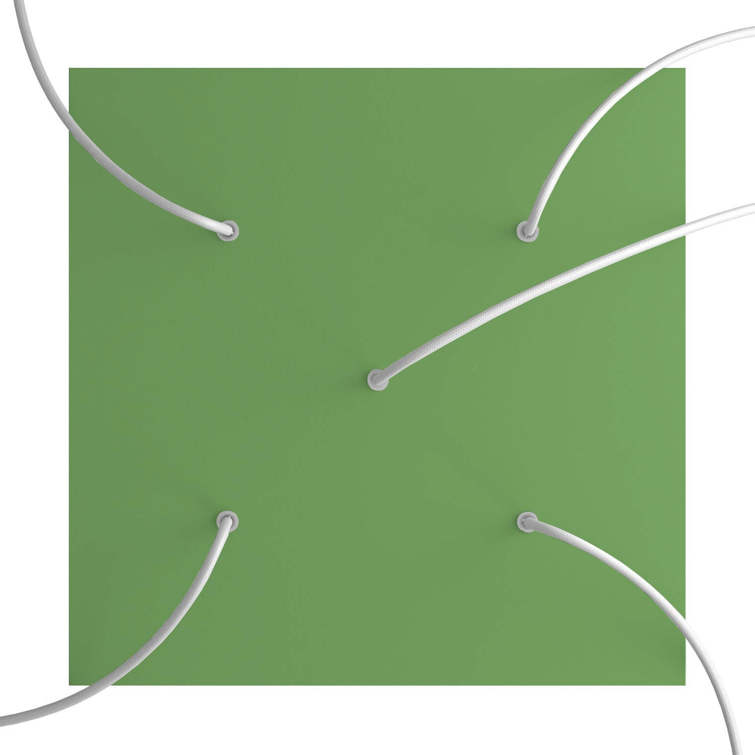 Rosone XXL Rose - One quadrato, 400 mm con 5 fori e 4 fori laterali - Verde prato - Creative Cables