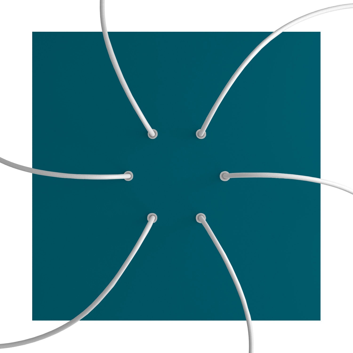 Rosone XXL Rose-One quadrato, 400 mm con 6 fori e 4 fori laterali - Petrolio Bianco