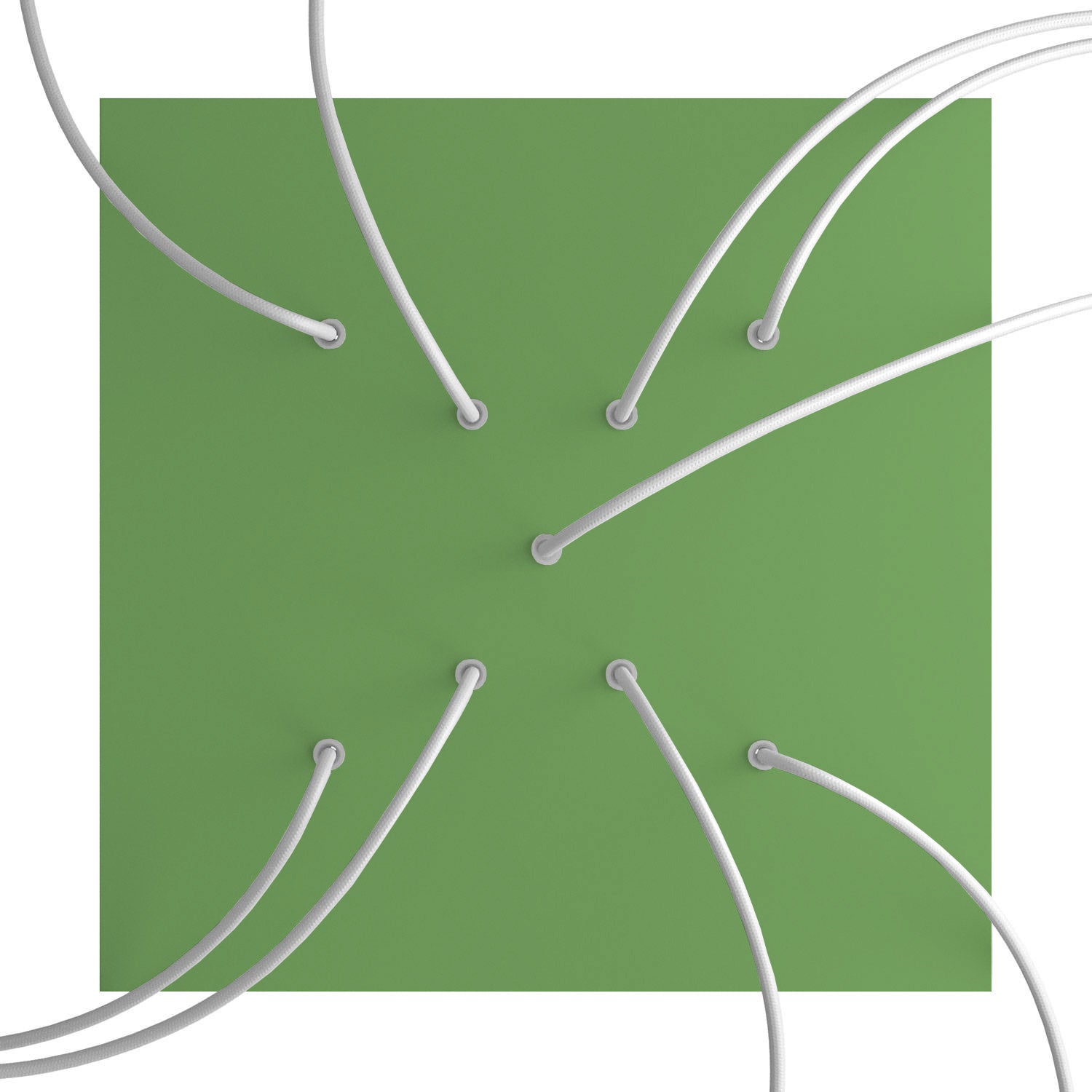 Rosone XXL Rose-One quadrato, 400 mm con 9 fori a X e 4 fori laterali - Verde prato Bianco