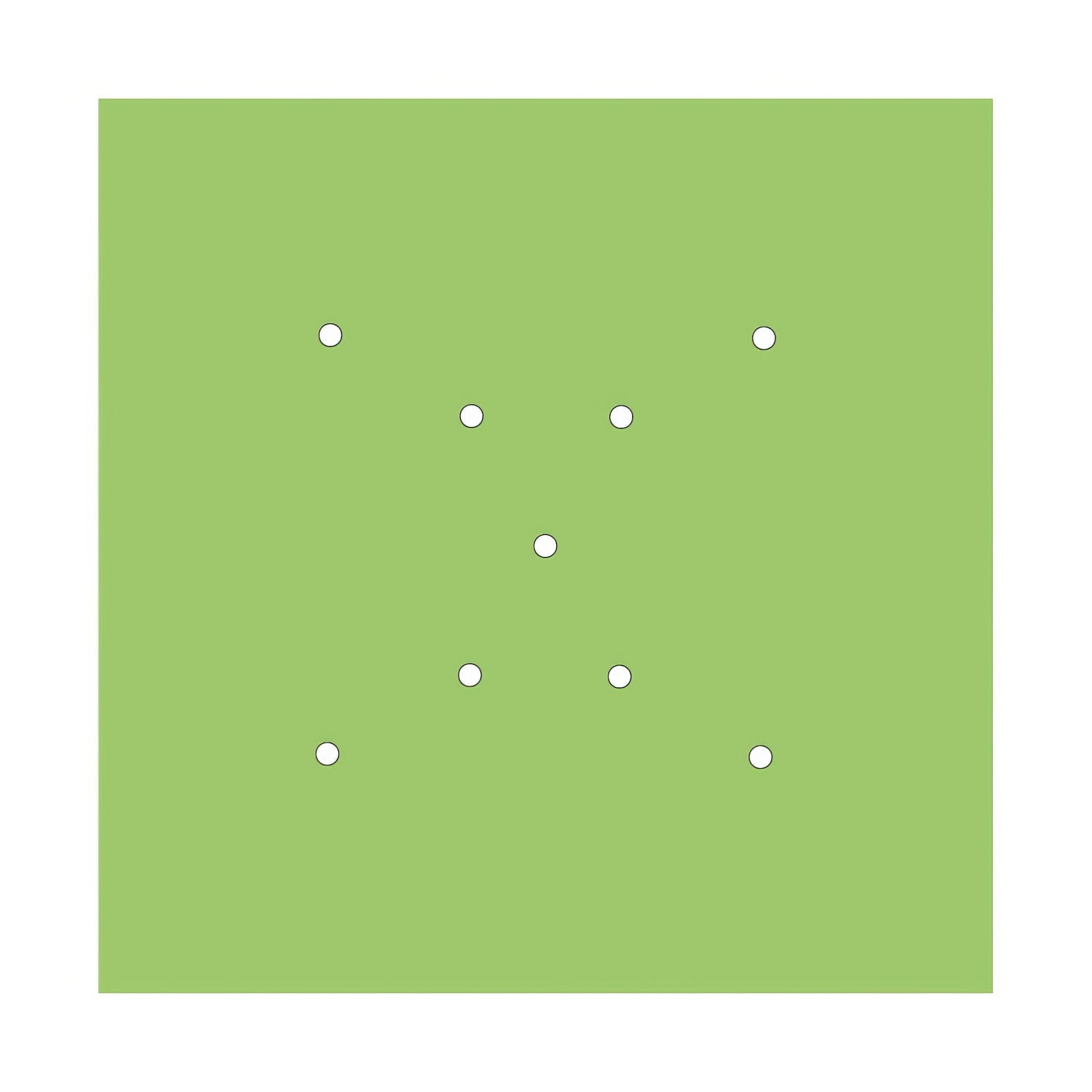 Rosone XXL Rose-One quadrato, 400 mm con 9 fori a X e 4 fori laterali - Verde prato Bianco