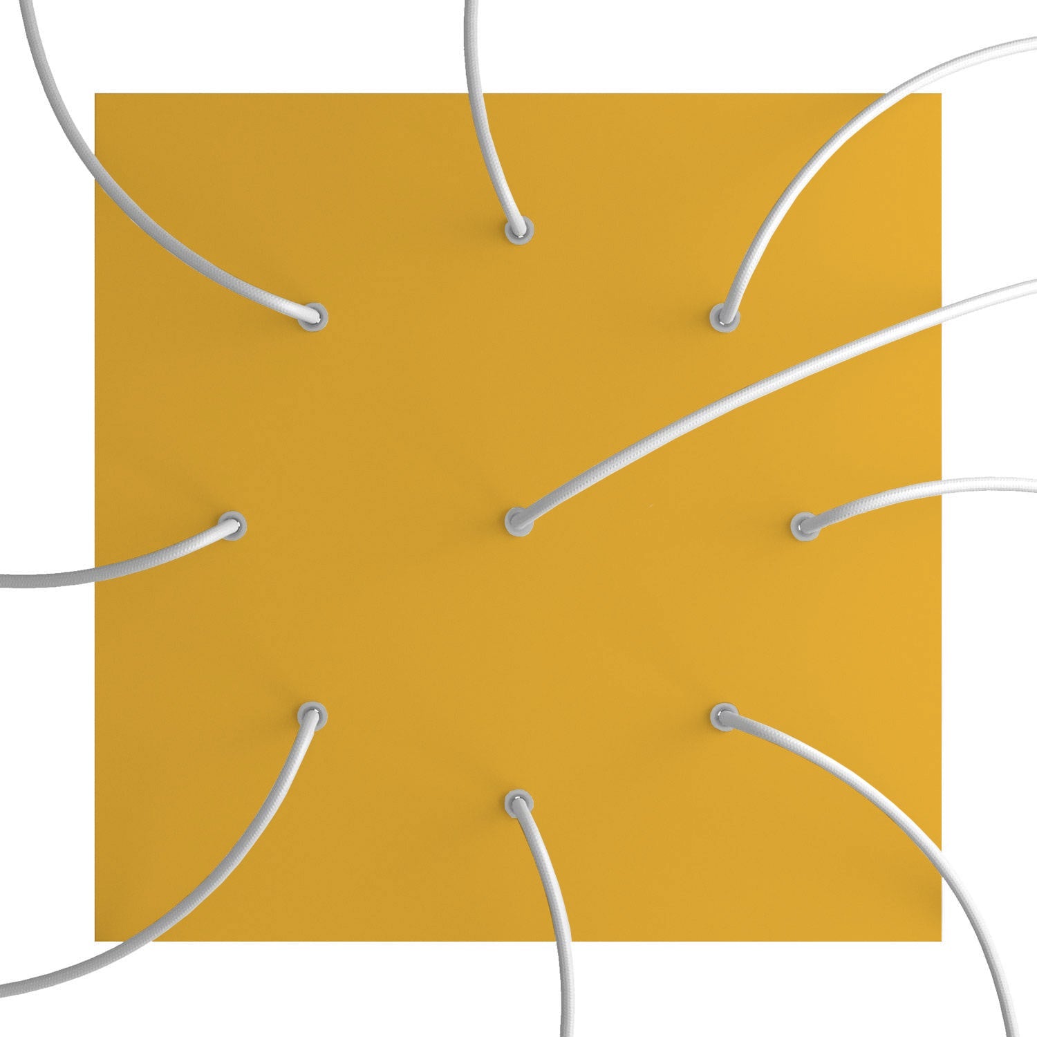 Rosone XXL Rose - One quadrato, 400 mm con 9 fori e 4 fori laterali - Mostarda - Creative Cables