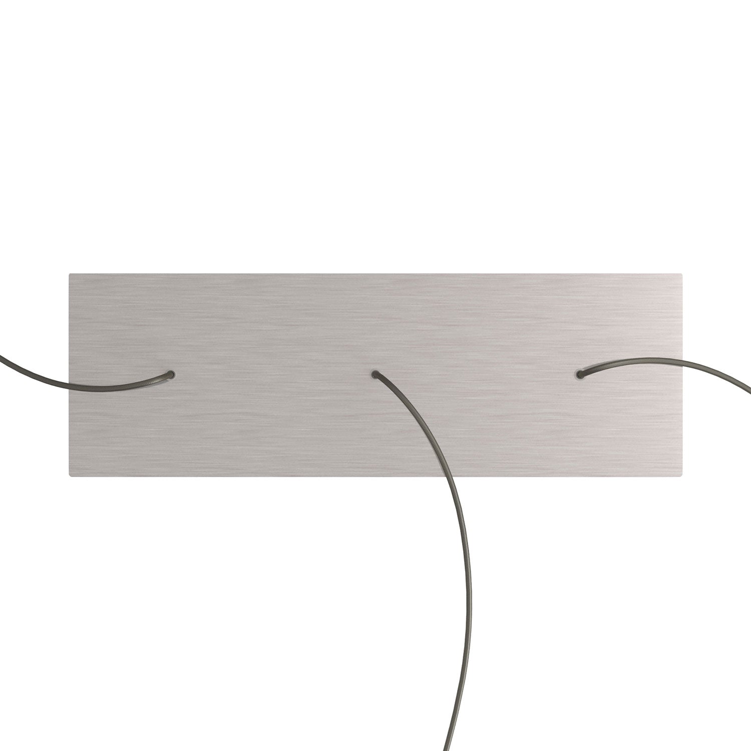 Rosone XXL Rose - One rettangolare a 3 fori in linea e 6 fori laterali, dimensioni 675 x 225 mm - Dibond Acciaio satinato - Creative Cables