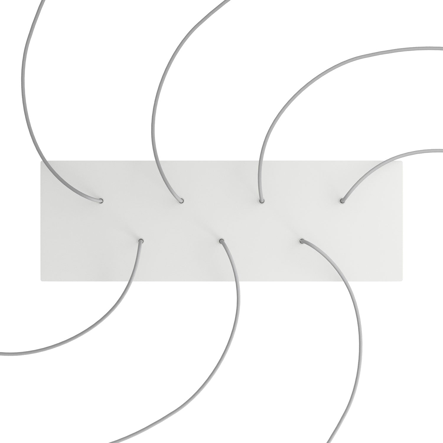 Rosone XXL Rose - One rettangolare a 7 fori e 6 fori laterali, dimensioni 675 x 225 mm - Dibond Bianco opaco - Creative Cables