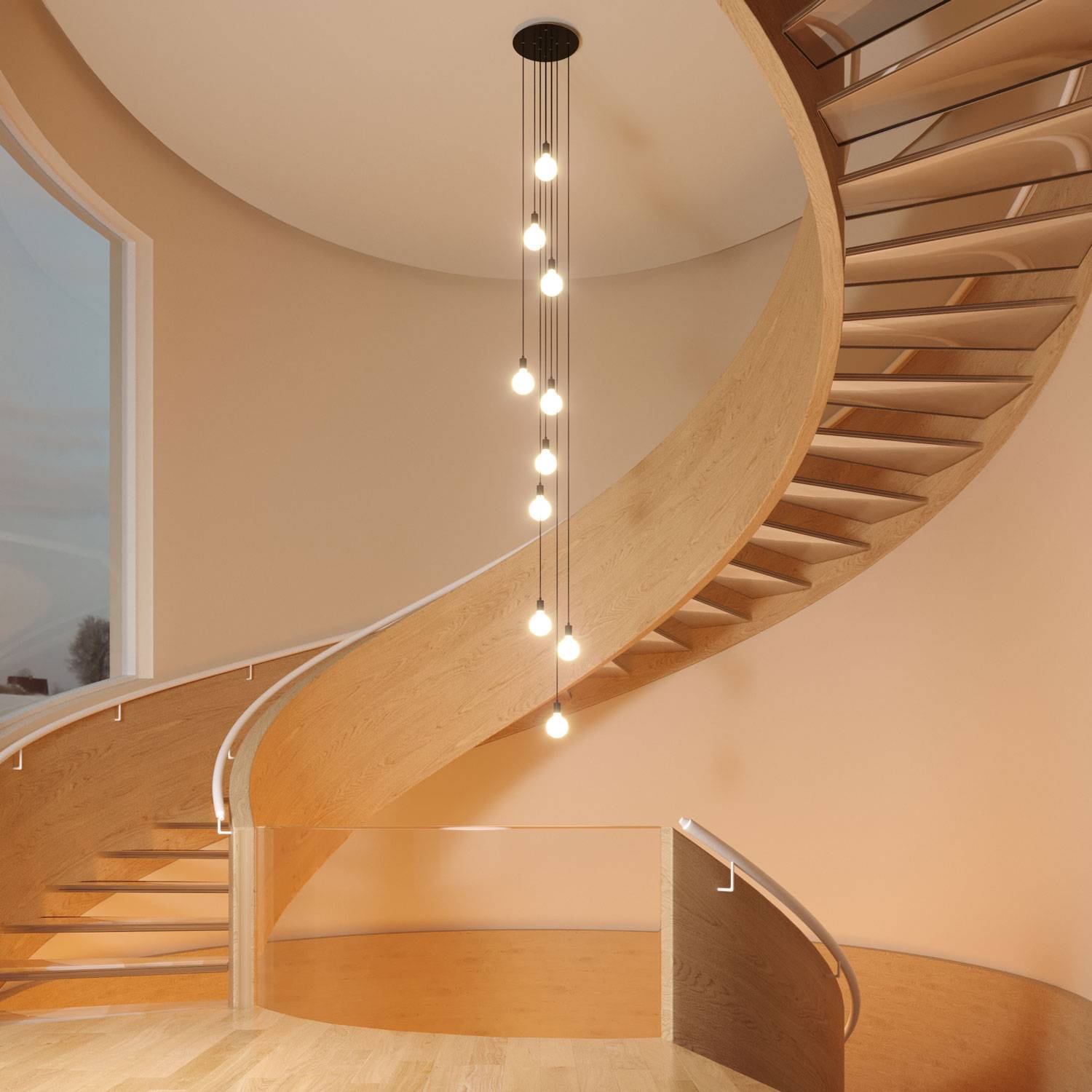 Rosone XXL Rose-One rotondo, diametro 400 mm con 10 fori e 4 fori laterali - Dibond Acciaio satinato Bianco