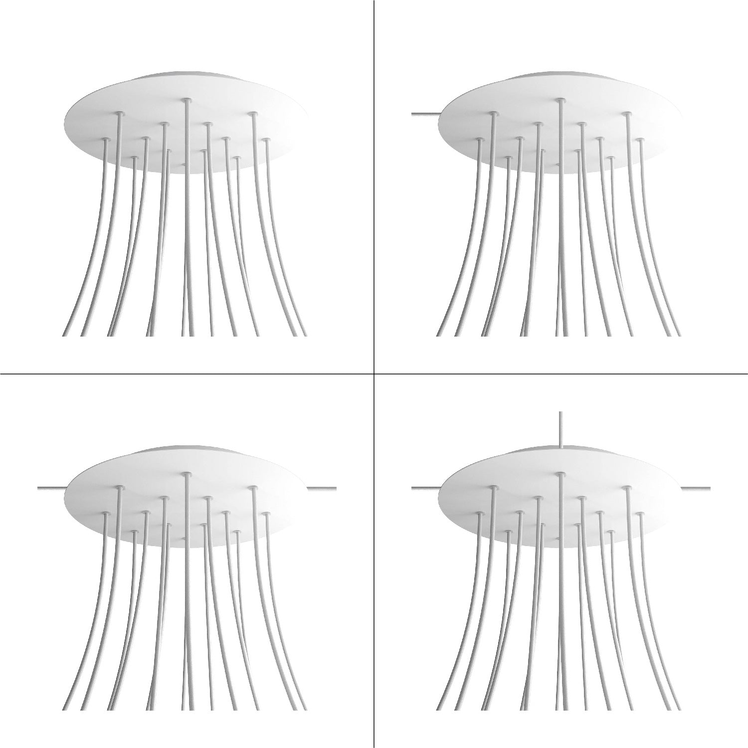 Rosone XXL Rose-One rotondo, diametro 400 mm con 14 fori e 4 fori laterali - Nero opaco Bianco