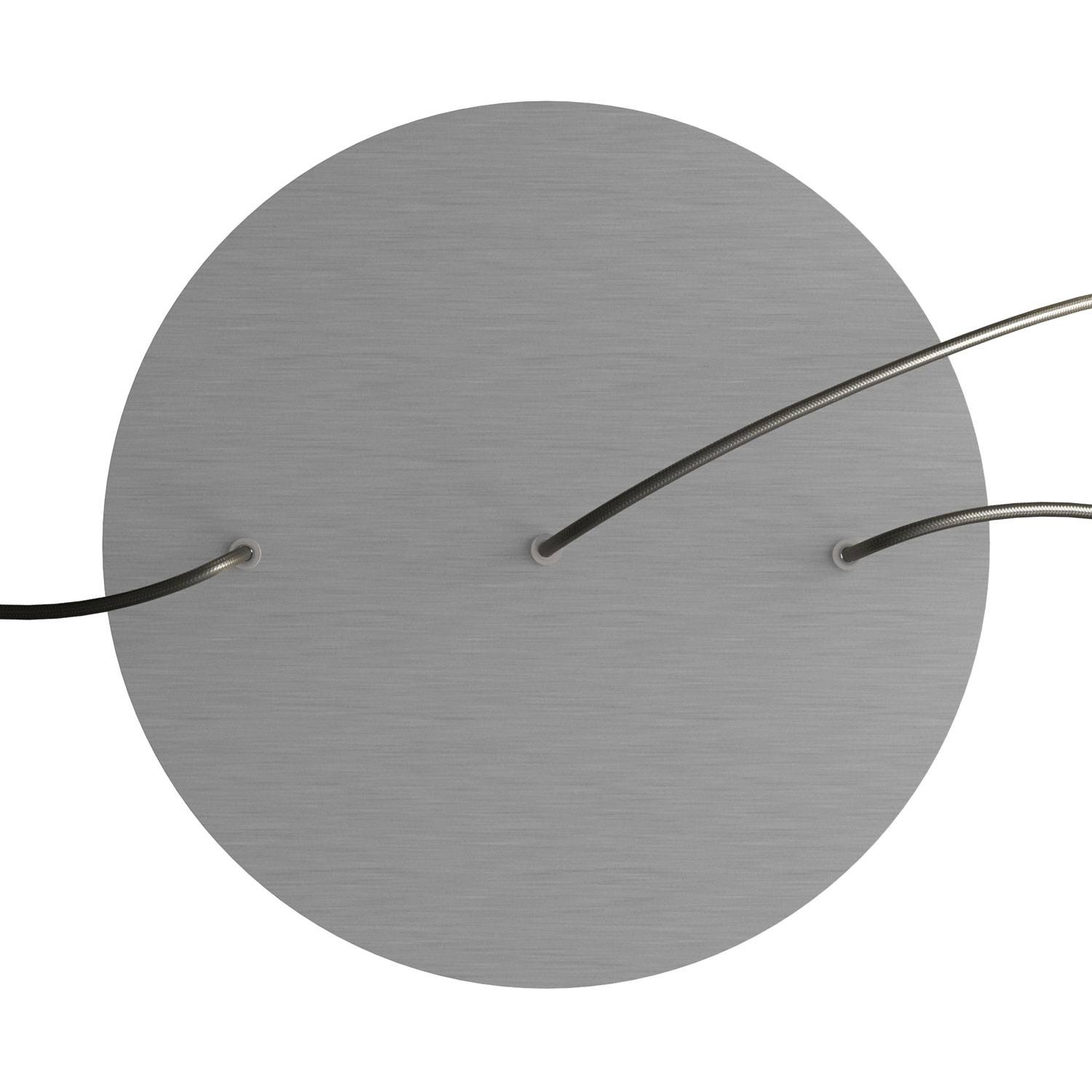 Rosone XXL Rose - One rotondo, diametro 400 mm con 3 fori in linea e 4 fori laterali - Dibond Acciaio satinato - Creative Cables