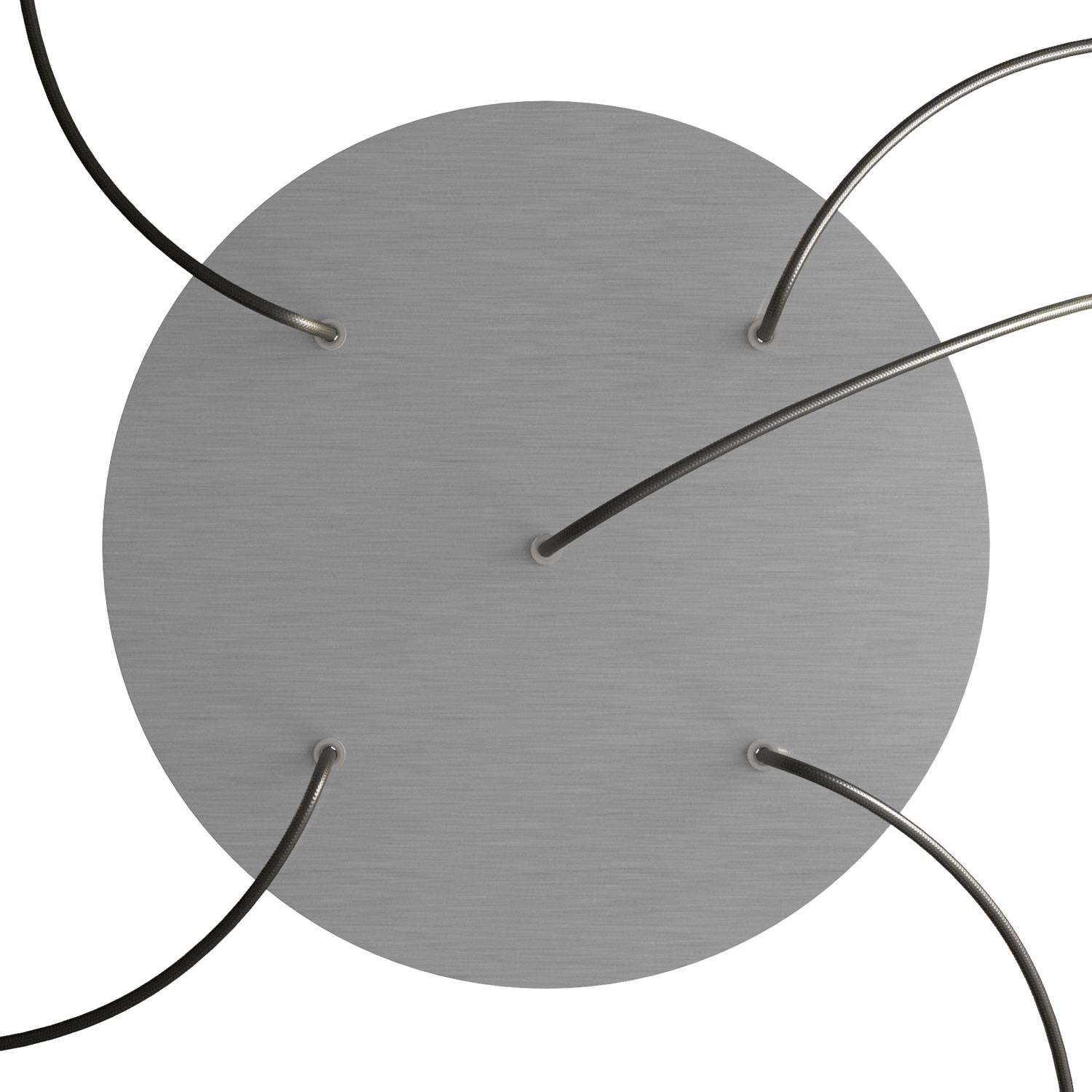 Rosone XXL Rose - One rotondo, diametro 400 mm con 5 fori e 4 fori laterali - Dibond Acciaio satinato - Creative Cables