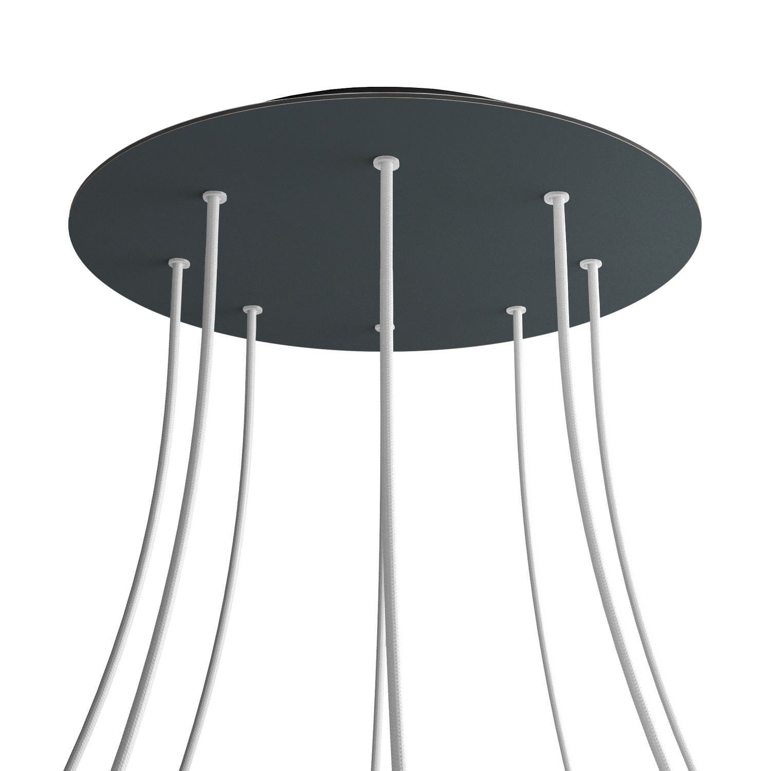 Rosone XXL Rose-One rotondo, diametro 400 mm con 8 fori e 4 fori laterali - Antracite Nero