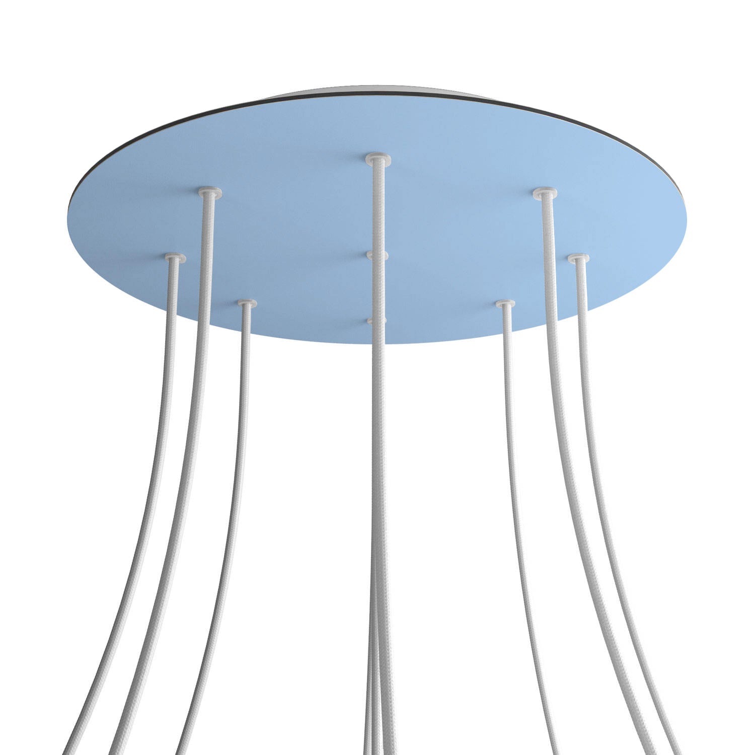 Rosone XXL Rose - One rotondo, diametro 400 mm con 9 fori e 4 fori laterali - Blu carta da zucchero - Creative Cables