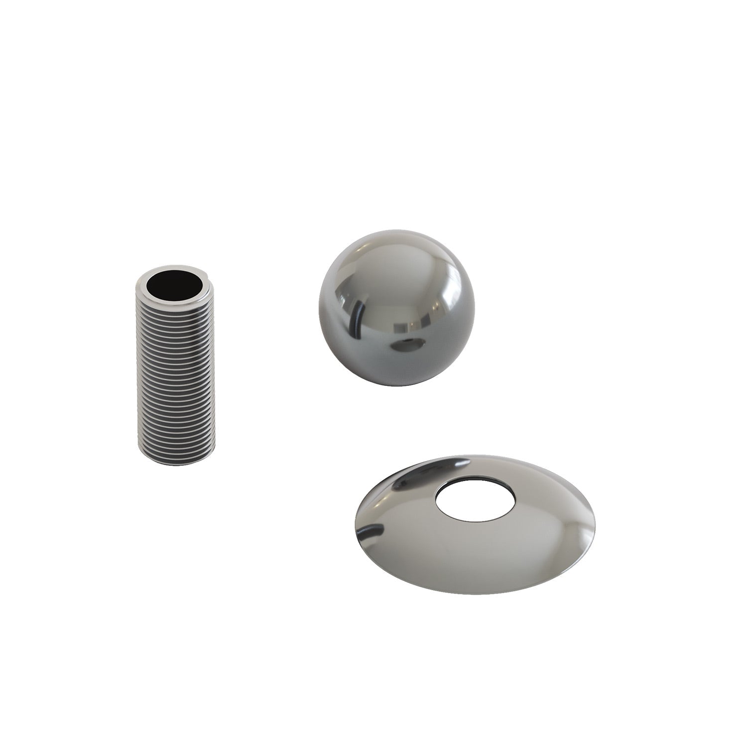 Sfera decorativa terminale in metallo cromato Ø 20 mm - Filetto cieco M10x1 con ghiera
