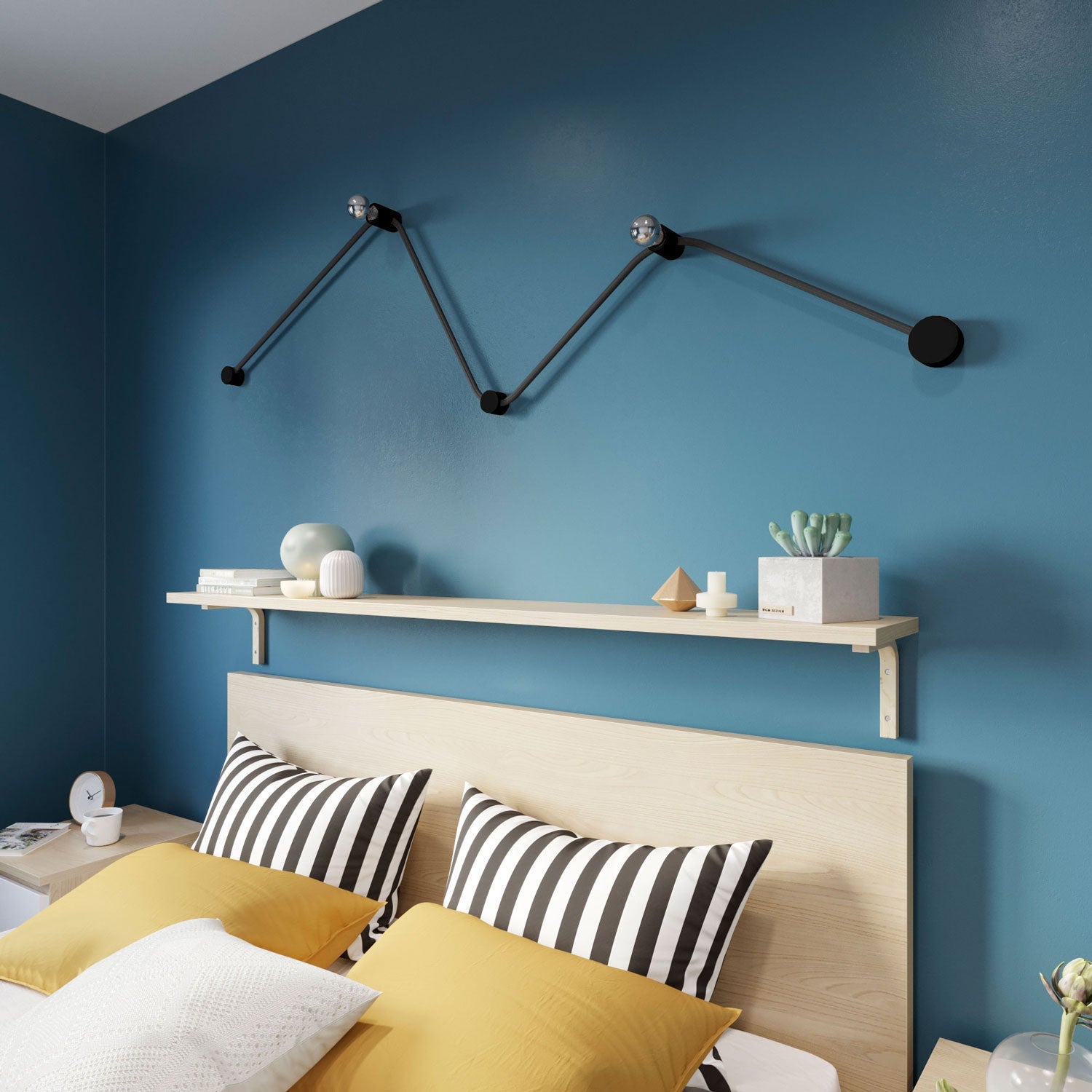 Sistema Filé Wiggle Kit - con cavo CM03 di 3 m per catenaria e 5 componenti in legno verniciato nero per interni