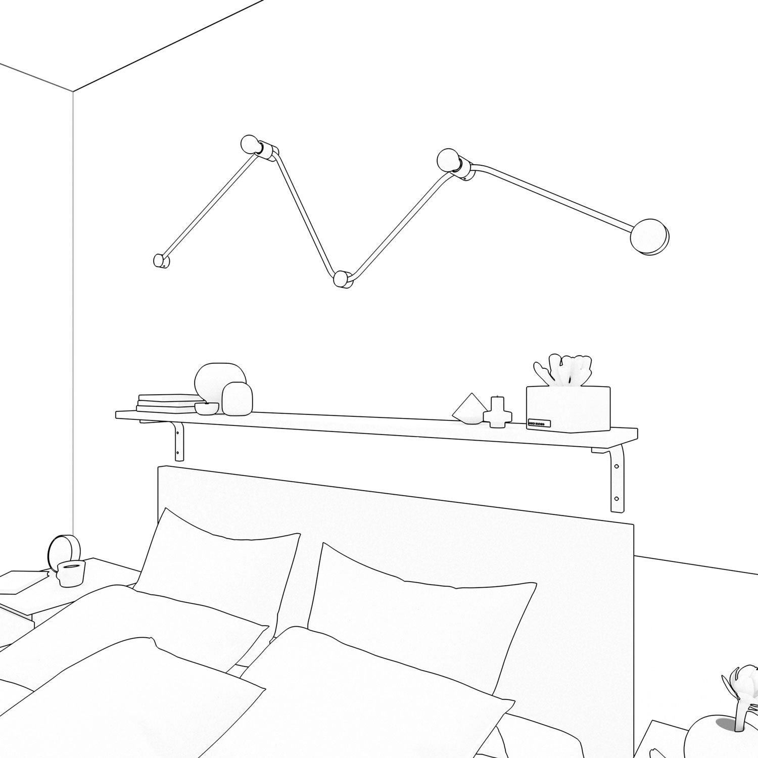 Sistema Filé Wiggle Kit - con cavo CX08 di 3 m per catenaria e 5 componenti in legno per interni