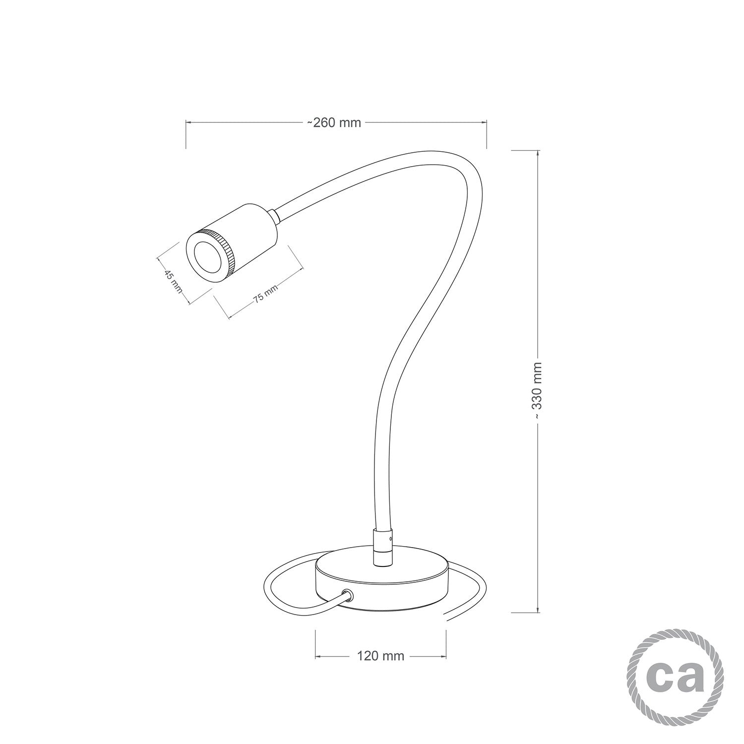 Table Flex GU1d0 lampada da tavolo snodabile con mini faretto LED - Nero