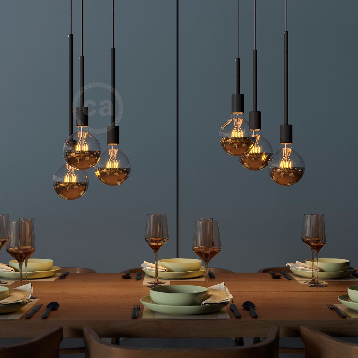 Tubo di estensione in metallo per lampade a sospensione o da tavolo - Nero